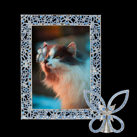 Silver Papillon with Lt Sapphire Crystals 5" x 7" Frame - OLIVIA RIEGEL®