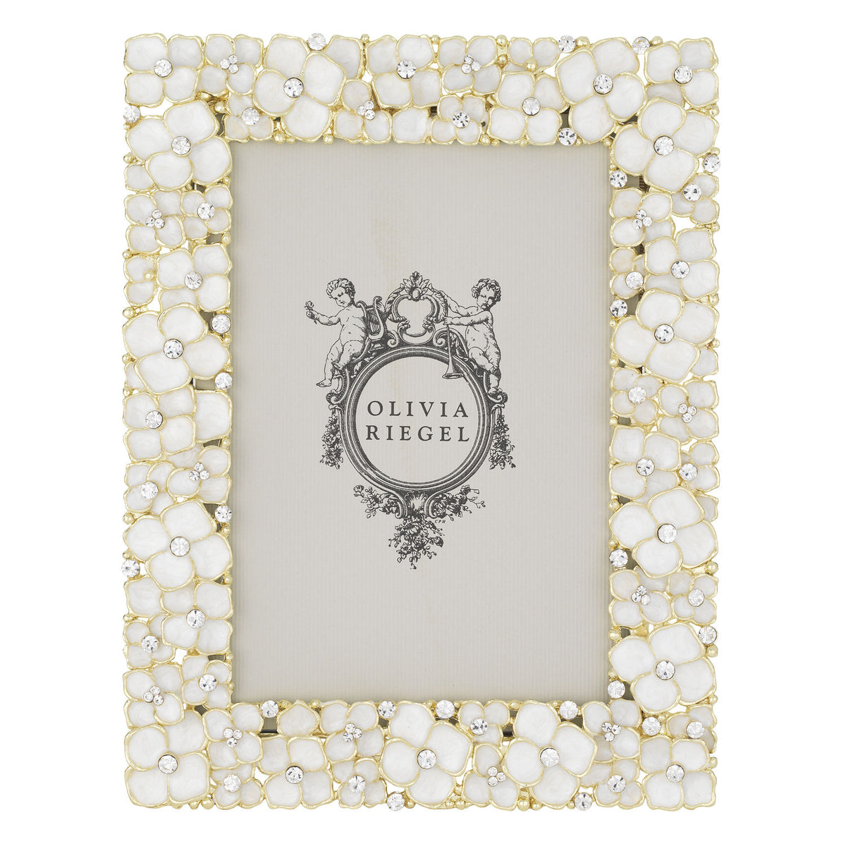 Dogwood 5 by 7 Frame with ivory enamel floral pattern.