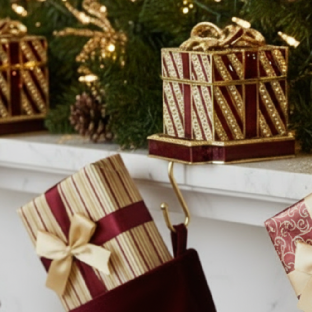 Red Gift Box Stocking Holder - OLIVIA RIEGEL®