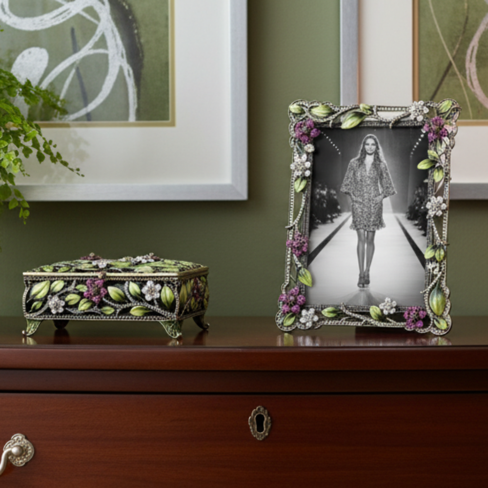 Sophie 5 by 7 Frame and Sophie Box on a dresser.