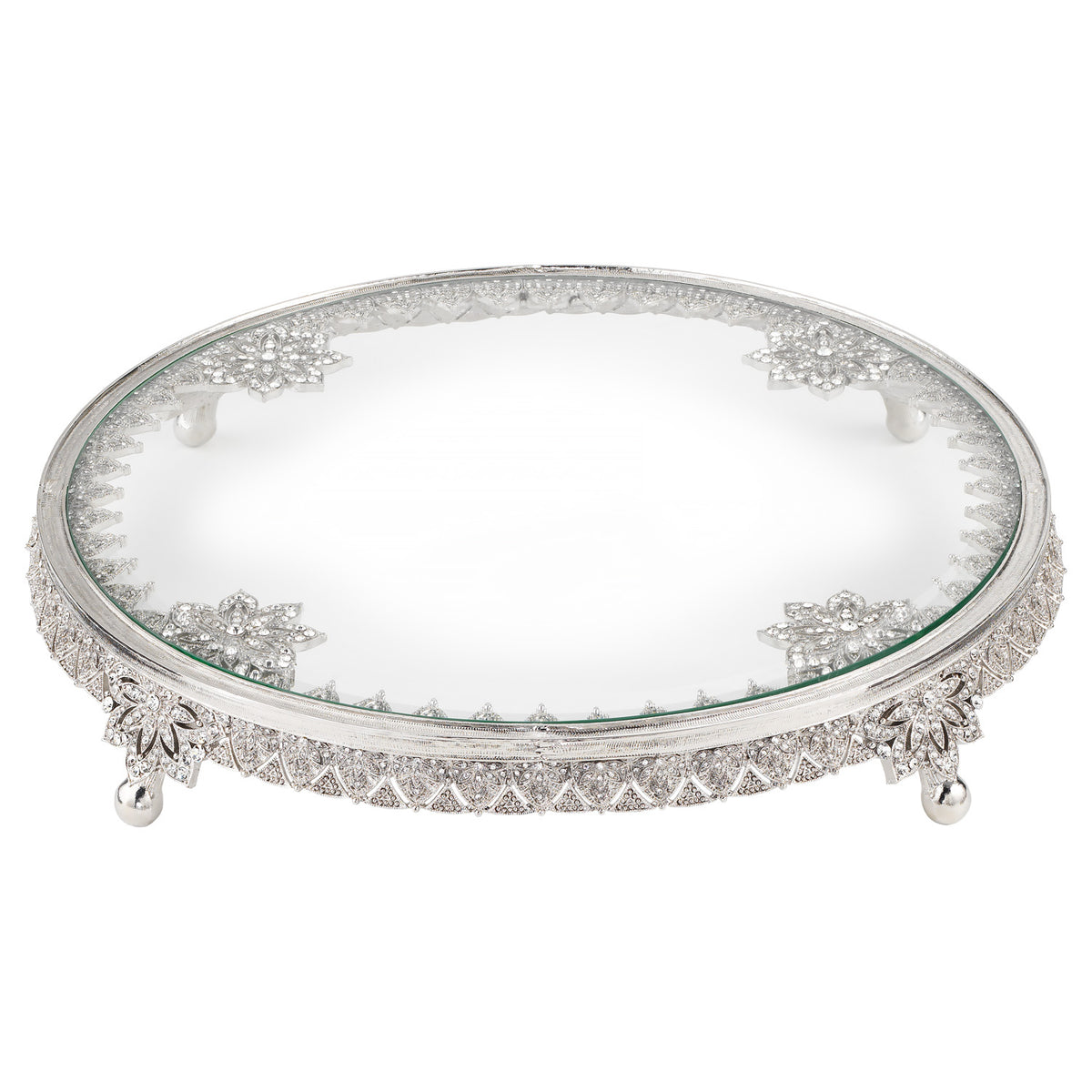 Silver Windsor Cake Plateau with clear glass top.