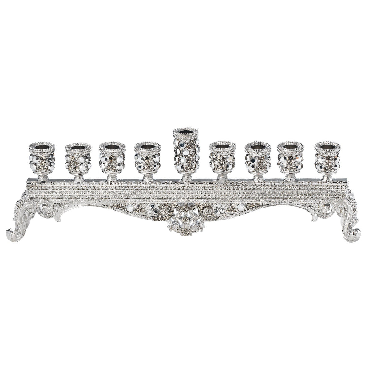 Silver Abby Hanukkah Menorah on a white background