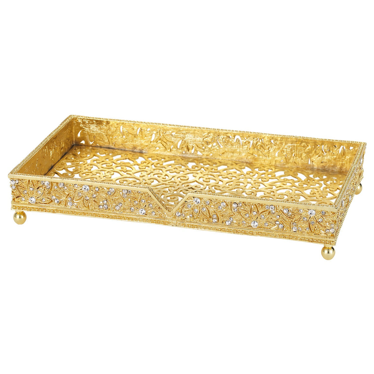 Gold Windsor Guest Towel Holder with ornate design studded with clear crystals