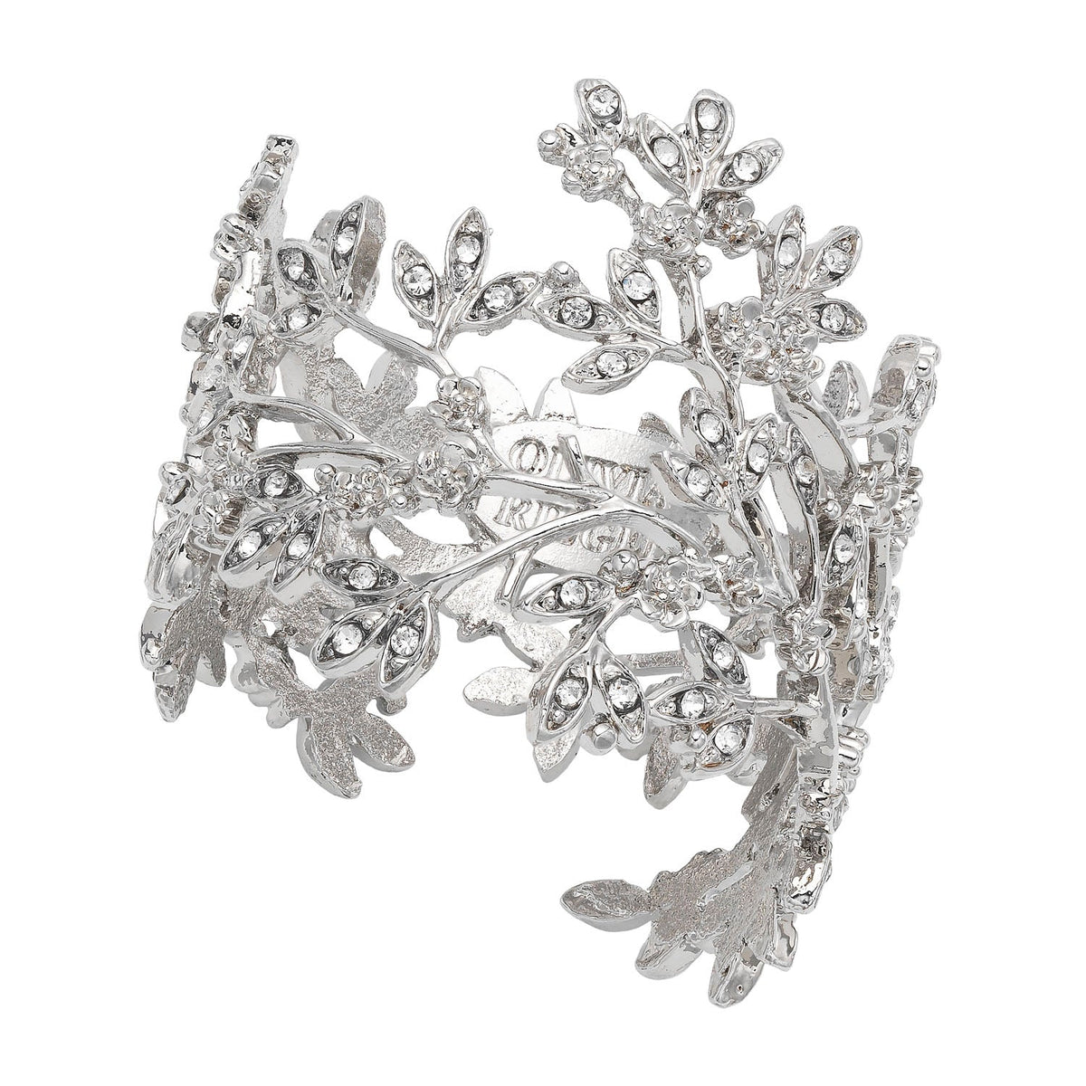 Single Silver Isadora Napkin Ring with branch pattern.