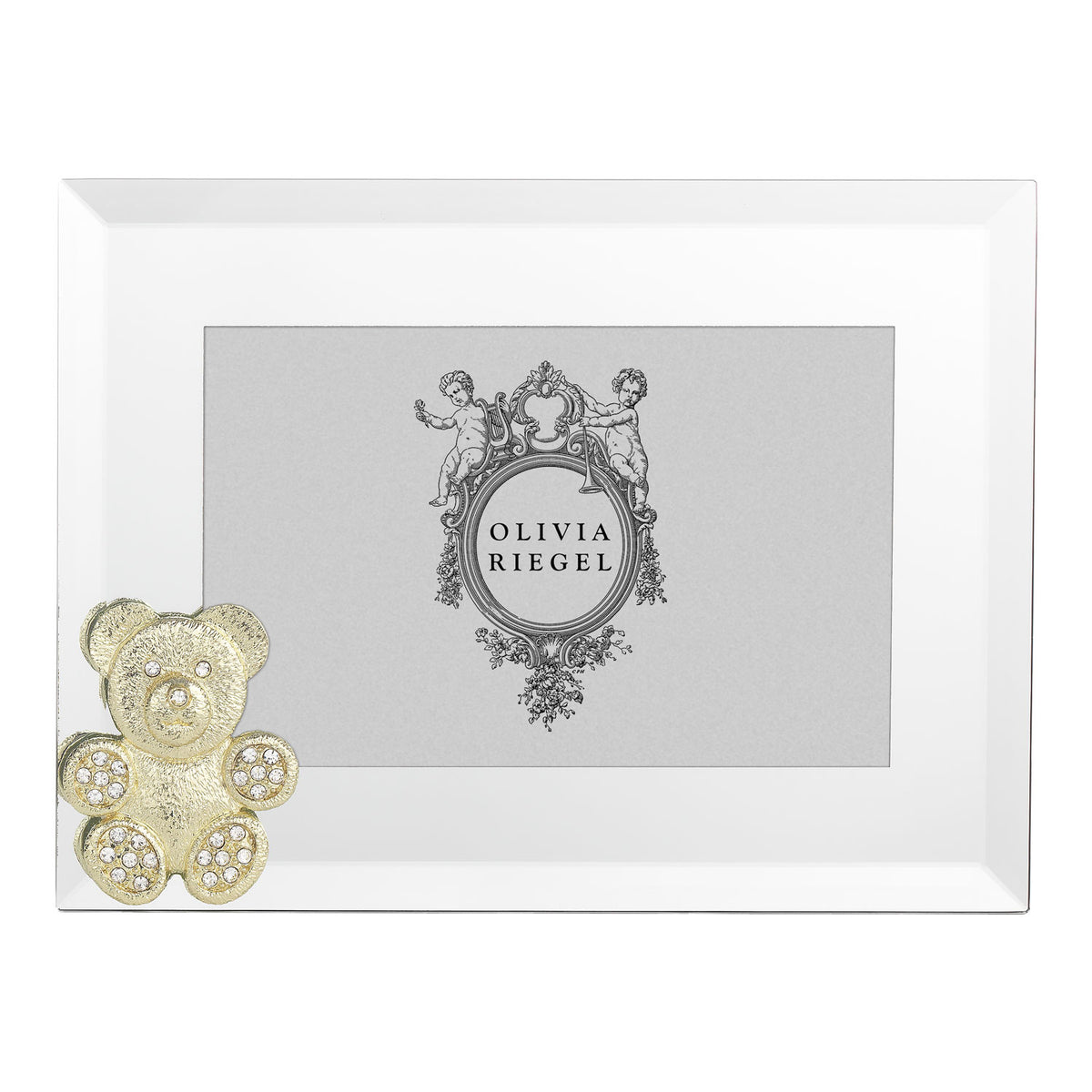 Gold Teddy Bear 4 by 6 Frame, horizontal orientation.