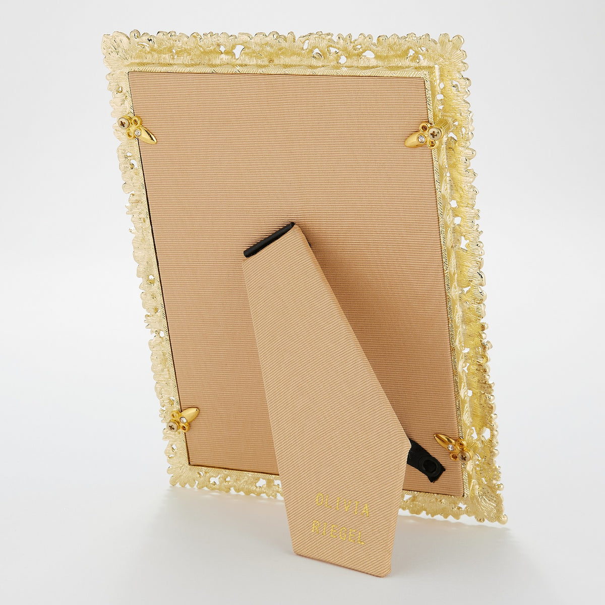 Tan silk back of Gold Everleigh Frame.