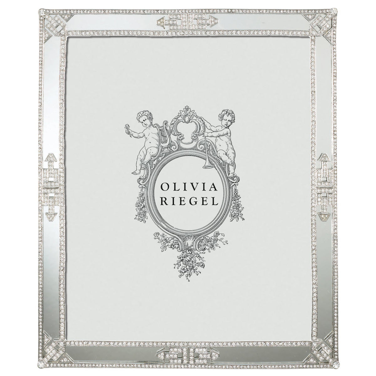 Deco Mirror 8  by  10 Frame with crystal art deco medallons.