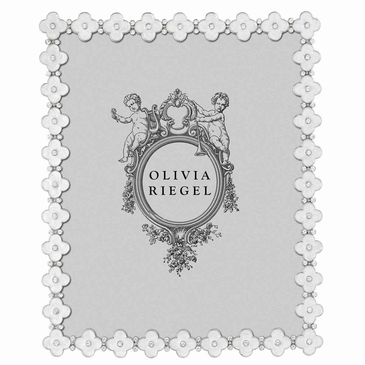White Enamel Clover 2.5 by 3.5 Frame