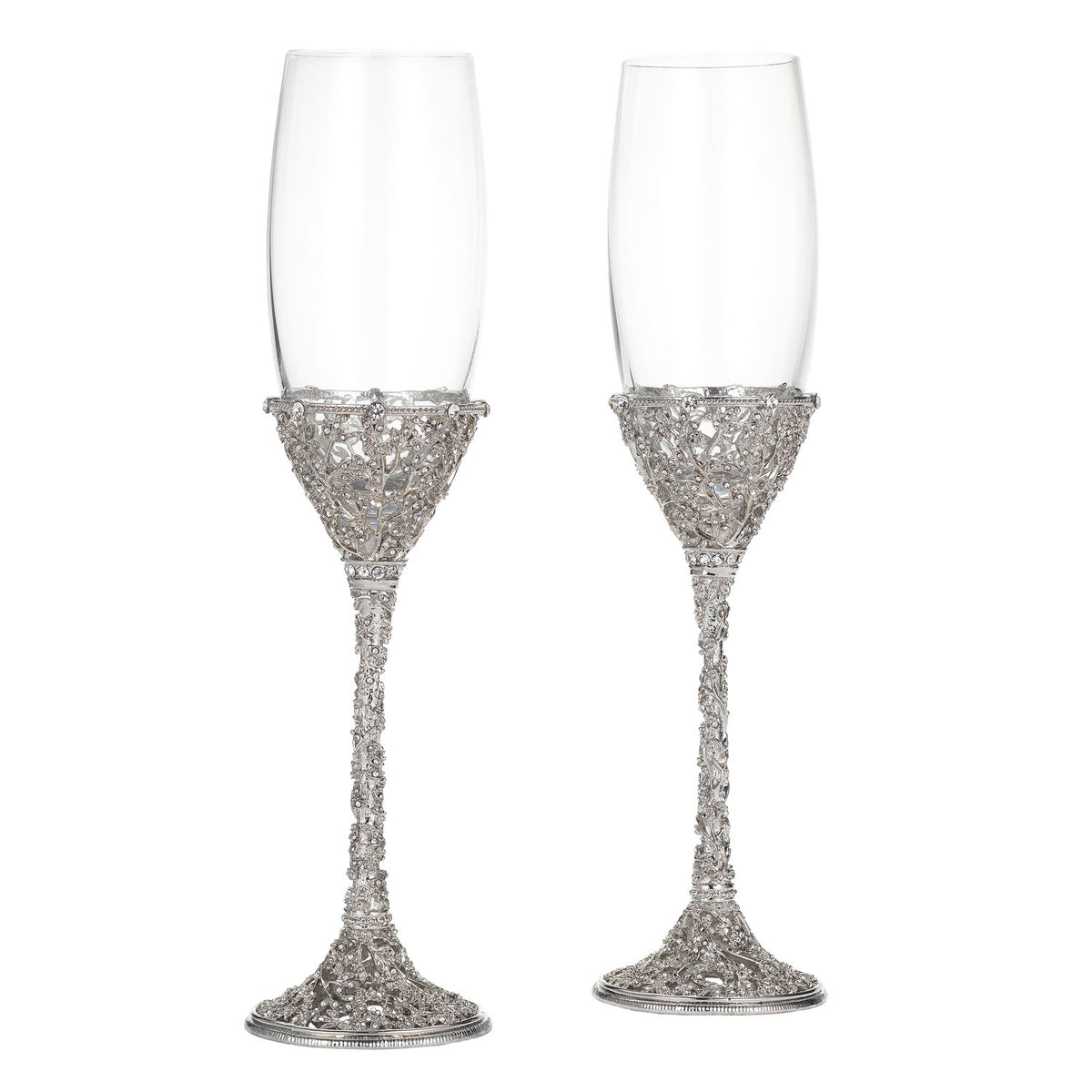 Gold Isadora Flute Set of 2 with brnach patterned stems.